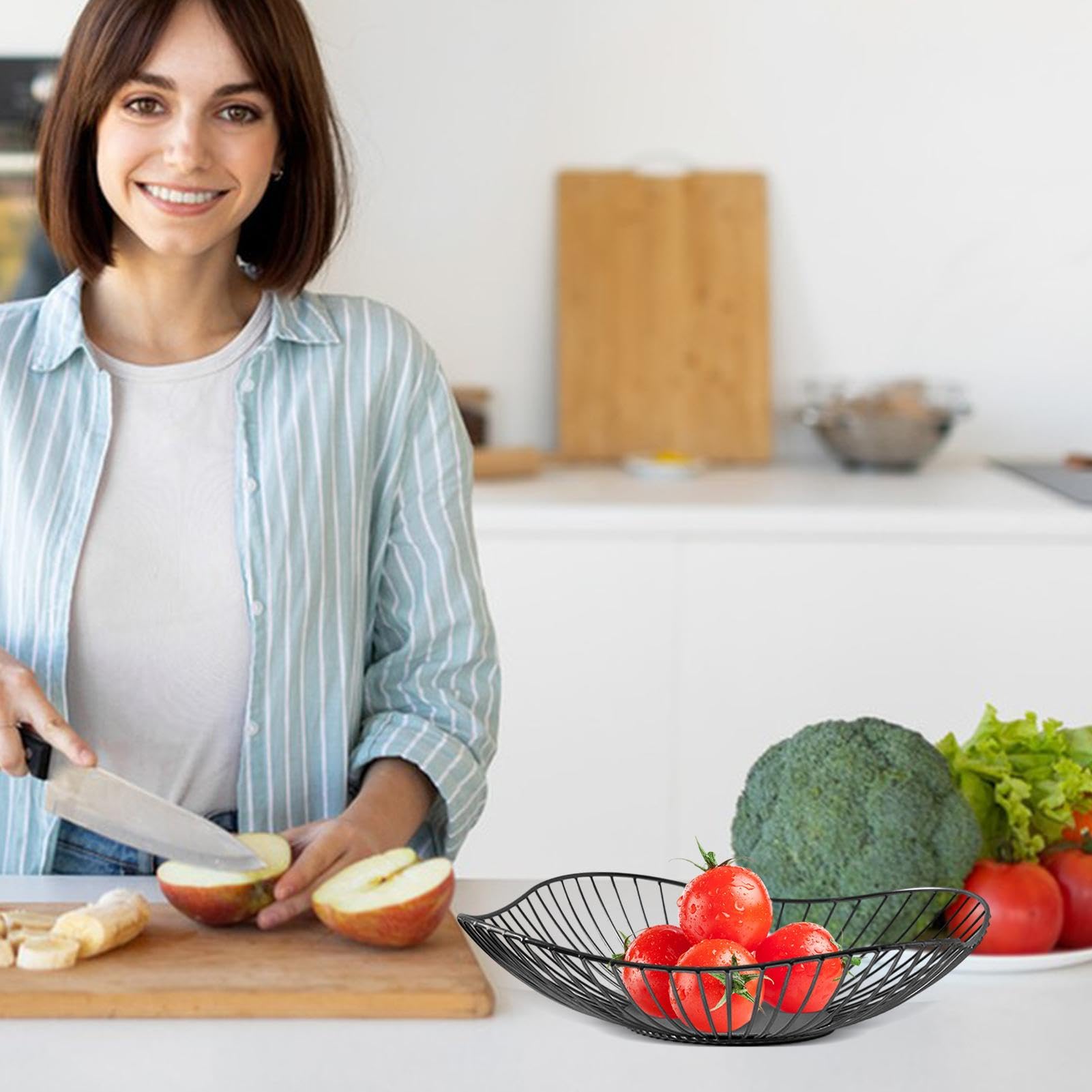 Corbeille à Fruits En Fil Métallique - Corbeille à Fruits Pour Comptoir De Cuisine, Panier à Fruits Rond En Fil Métallique | Bols à Fruits Panier Métallique Avec Support à Trois Pieds