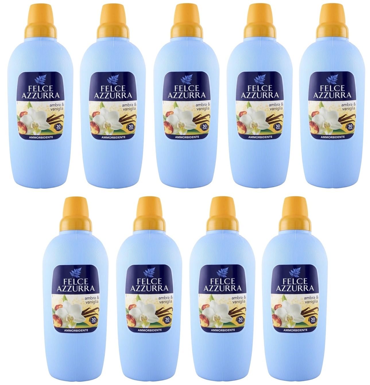 9x Felce Azzurra - Ammorbidente Ambra & Vaniglia, Profumo Inconfondibile, Capi Morbidi - 30 Lavaggi - 2Lt