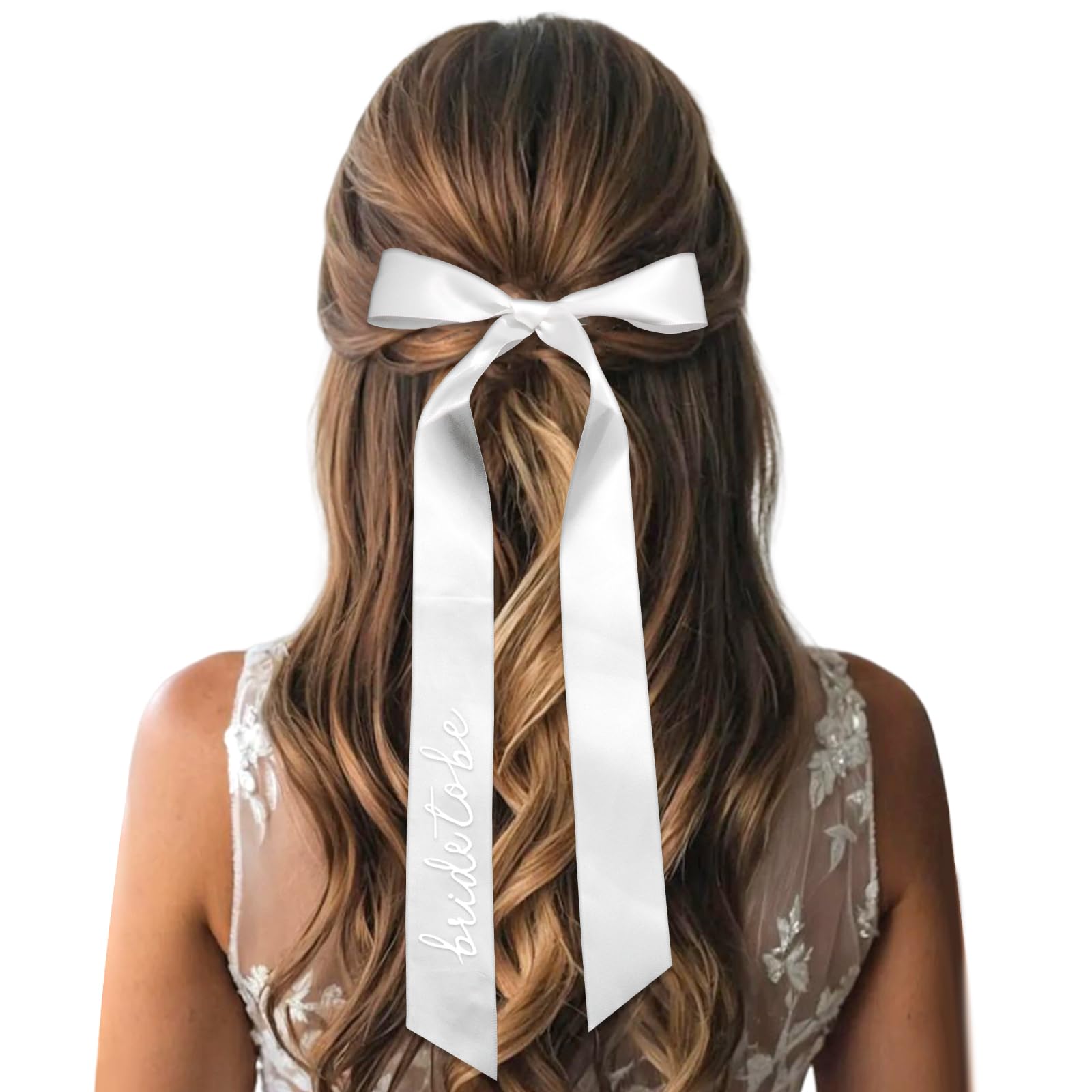 SAWINDA Wedding Hair Bows Bachelorette Bride To Be Bowknot Hair Clip Off-White Organza Bride Bow Clip Bridesmaid Favor for Women and Girls Bridal