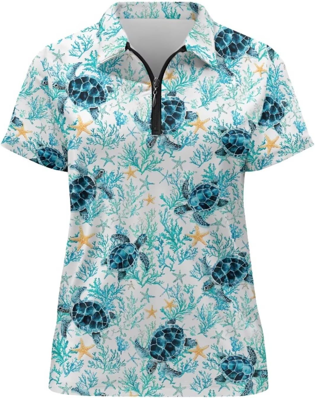 Women's V-Neck Short Sleeve Golf Shirt Stylish Sun Protection Pullover Rash Guard Cozy Slim Fit Collared Tops