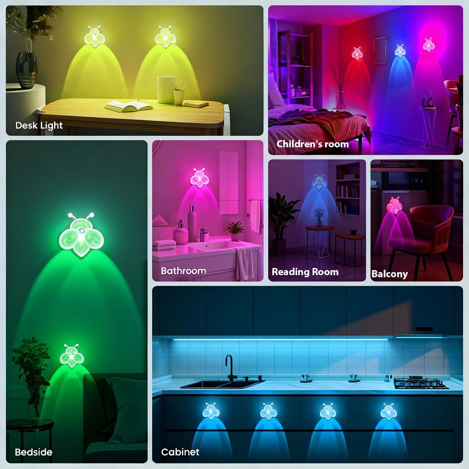 Motion Sensor Stair Lights Indoor - Rechargeable Dimmable RGBW & Warm White Night Light, Magnetic Mount Motion Activated Battery Lamp for Step Hallway Bathroom Cabinet Closet(Yellow, 4 Pack)