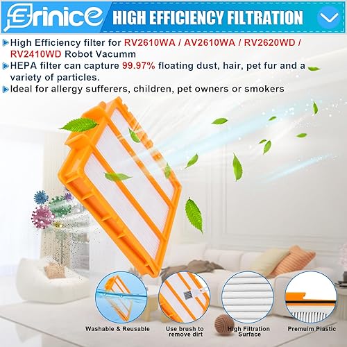 Miniatura 5 de RV2610WA Kit de filtro de cepillo de trapeador de repuesto para Shark RV2610WA RV2620WA RV2410WD AV2610WA AI Ultra 2 en 1 robot aspirador, 4