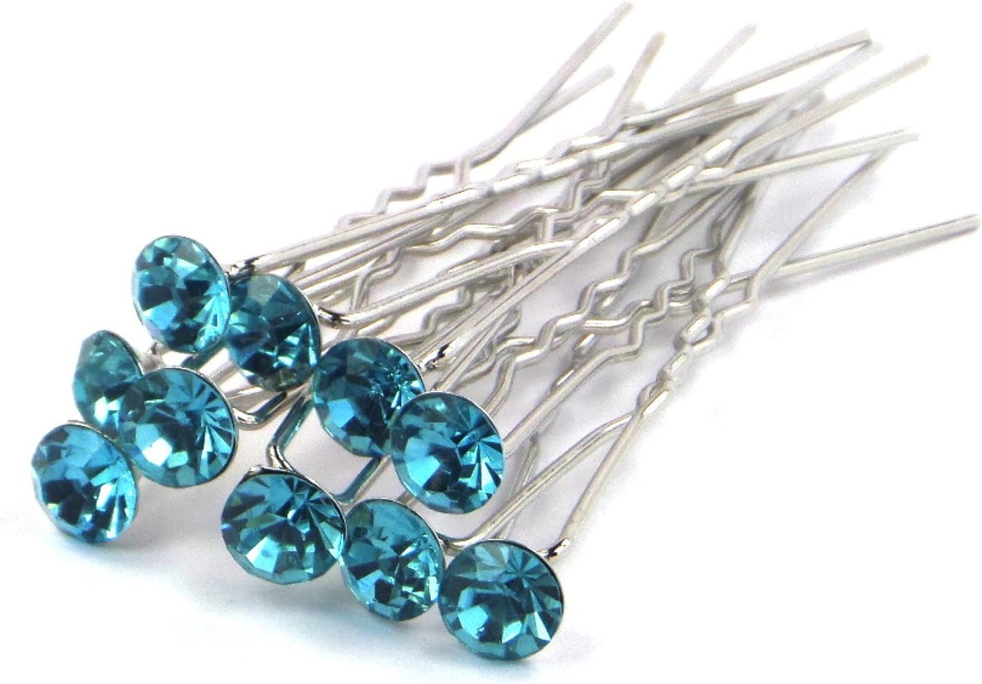 Shop Ginger Wedding Pack of 12 Crystal Rhinestones Hair Pins Bridal Accessory Bridemaid Party Flower Girl (Turquoise)