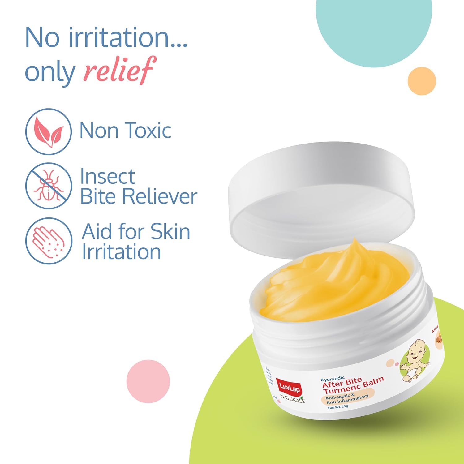 LuvLap Naturals After Bite Turmeric Balm with Pudina, Gives relief from Rashes, Mosquito & insect Bites, 100% Ayurvedic, Antiseptic & Anti-inflammatory, Dermatologically Tested, 25g 2 718ItJSbC2L. SL1500