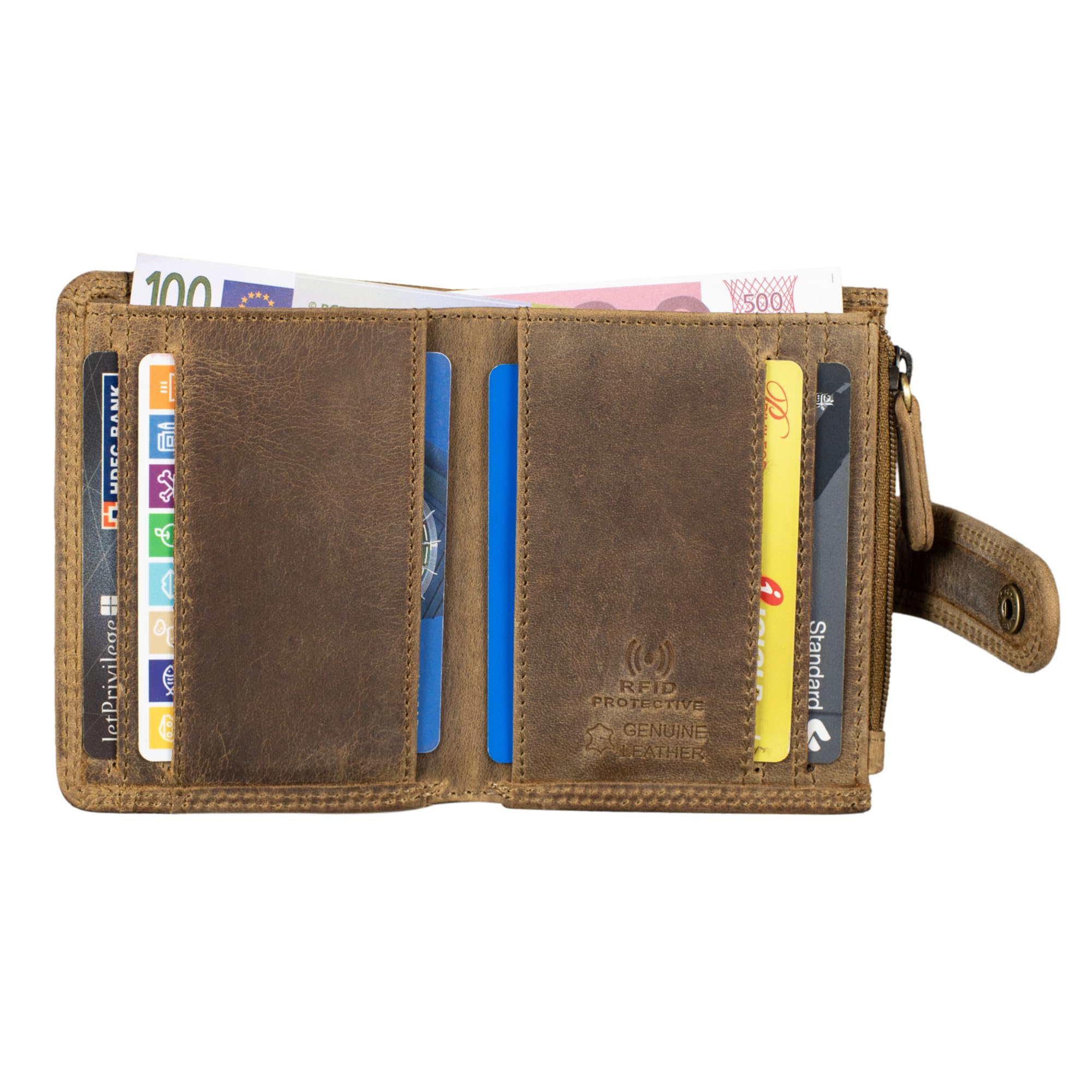 STILORD "Beckett Mini Portefeuille Hommes Cuir RFID et NFC Porte-Carte Porte-Monnaie Portefeuille Cuir Véritable Couleur:Marron Moyen