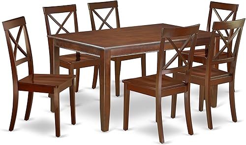 Miniatura 14 de East West Furniture DUBO7-BLK-W - Juego de comedor de 7 piezas que consta de una mesa de comedor rectangular y 6 sillas de cocina, 36 x 60 pulgadas,