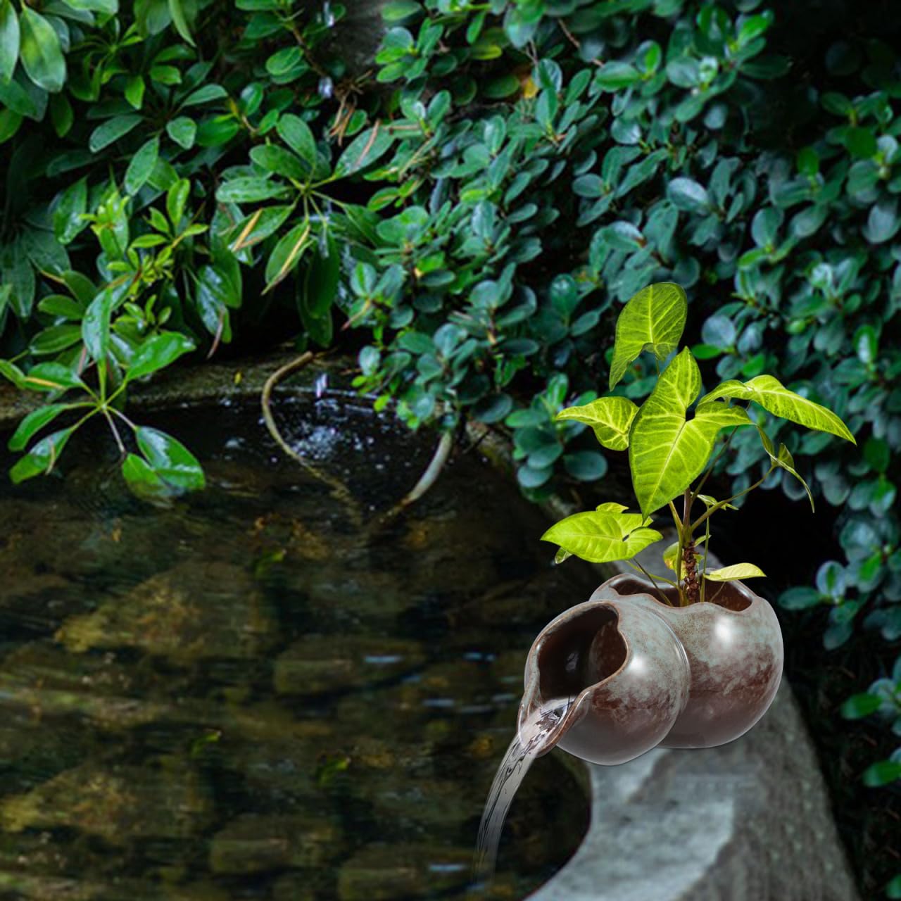 Abaodam Élégante fontaine de rechange pour petits étangs de jardin intérieur extérieur accessoire bec U pot céramique hydroponique