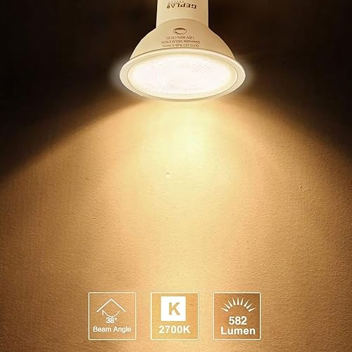 Miniatura 9 de Paquete de 12 bombillas LED GU10 de luz diurna 5000 K, 6 W 582 LM regulables GU10 de dos puntas, reemplazo halógeno de 50 W, iluminación de pista,