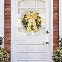 Vista 4 de 1 lazo de corona de frutas amarillo limón, blanco y verde, de 20 x 10 pulgadas, manualidades rústicas, adornos para decoración de árbol