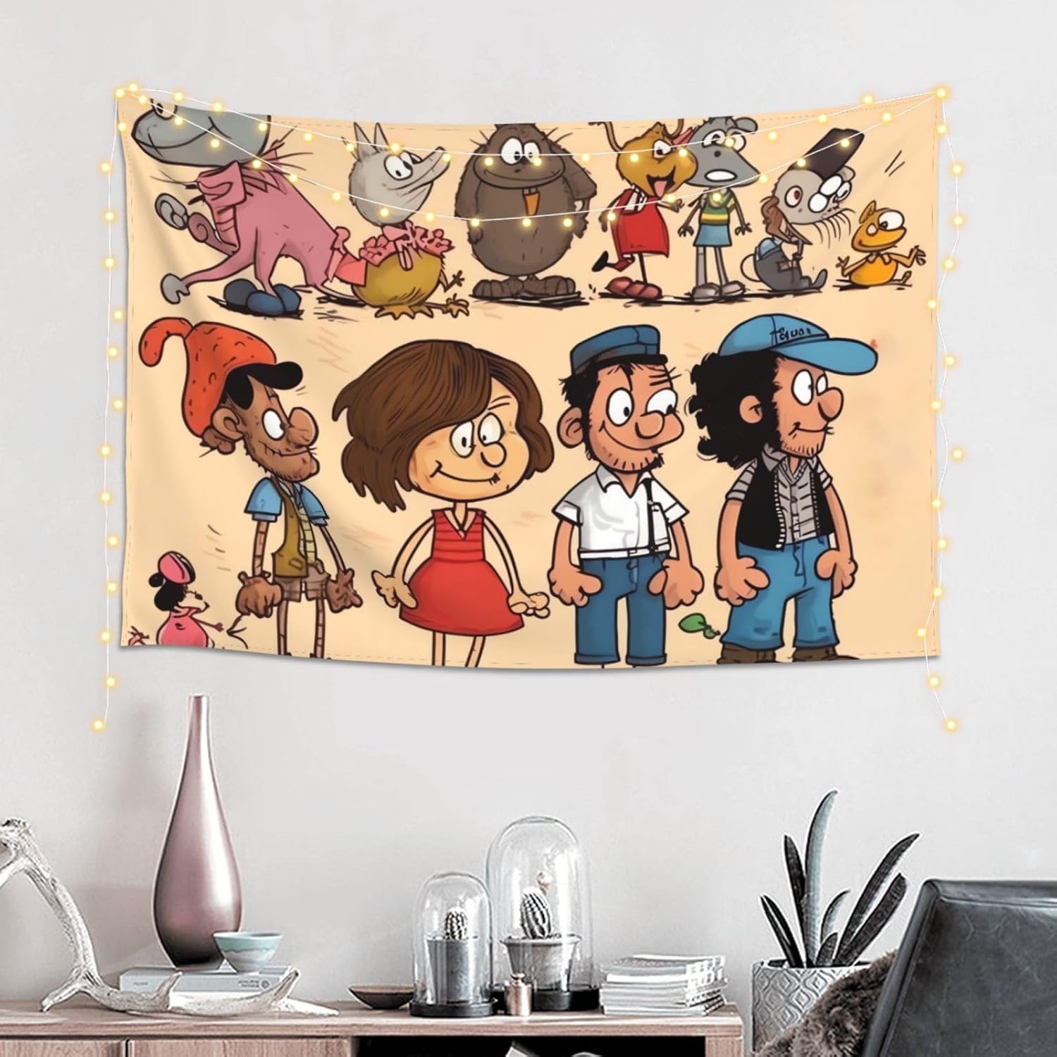 WSOIHFEC Cartoon characters Tapestry Wide Wall Hanging Vintage Lightweight Wall Blanket Funny Tapestry Wall Art Home Decor Soft Mural for Bedroom Dorm Living Room 60 X 40 Inch image 4