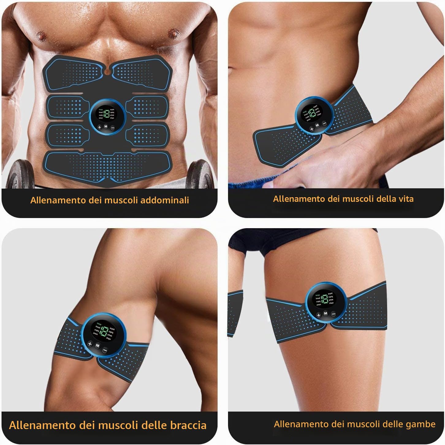 EMS Elettrostimolatore Muscolare,Elettrostimolatore per Addominali，ABS Addominale Tonificante Cintura,Allenatore Addominale per la Stimolazione Mirata dei Muscoli Addominali (black)