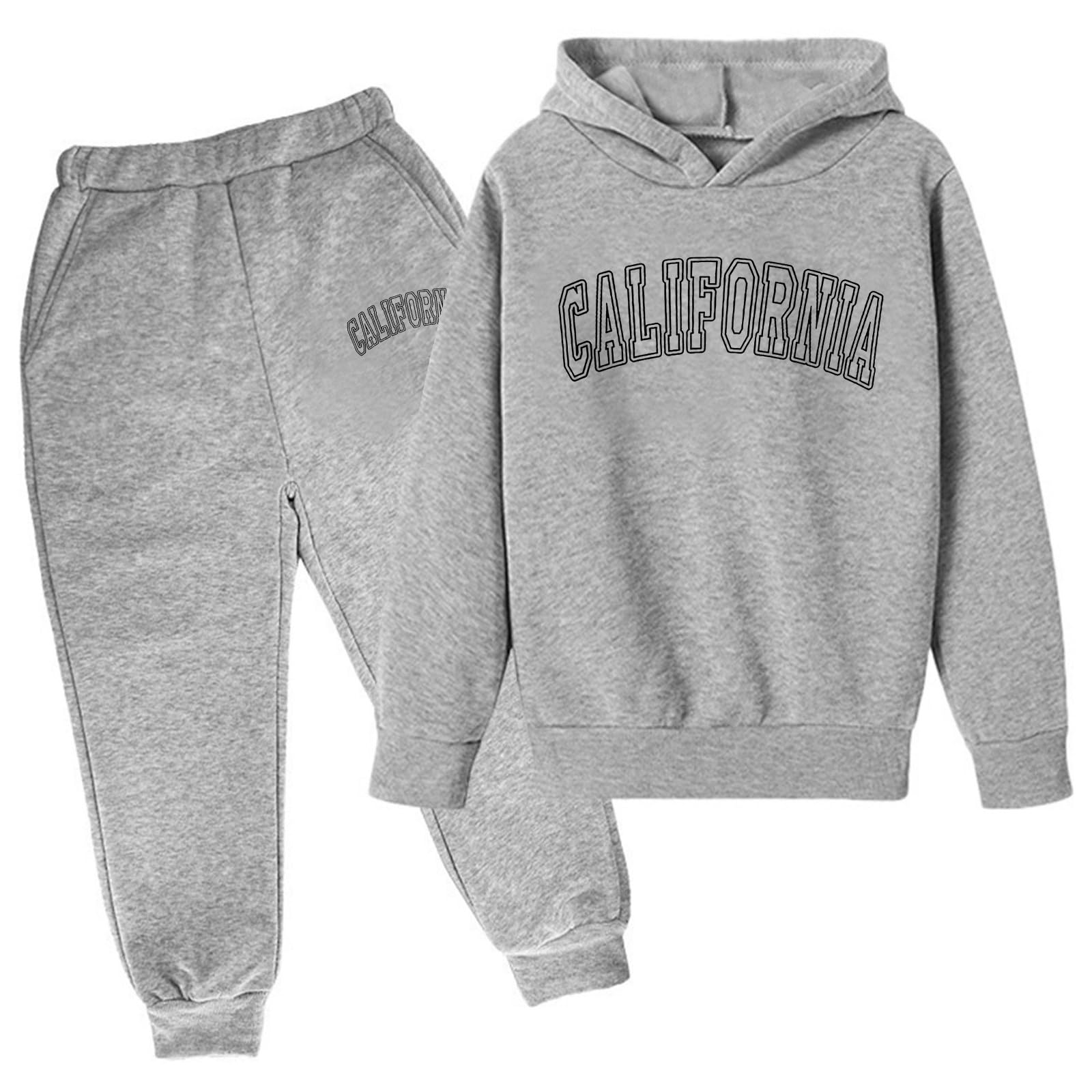 Impression lettre tenue extérieur ensemble sweat à capuche garçon gris
