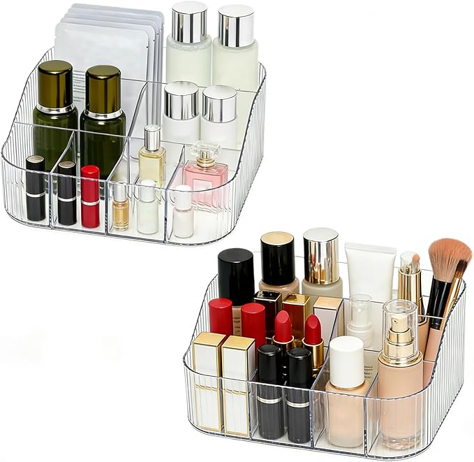 Keboyoe Organizador de Maquillaje Transparente 7 Compartimentos (Pack 2)
