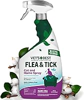 Vet’s Best Flea & Tick Home Spray for Cats | Plant-Based Cotton Spice Scent, 32oz Natural Indoor Flea Killer - Made in USA