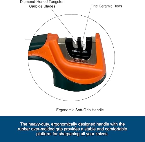 Miniatura 5 de AccuSharp Afilador de cuchillos de 2 etapas Afilador de carburo de tungsteno afilado con diamante libre de óxido para afilar y afilar cuchillos de