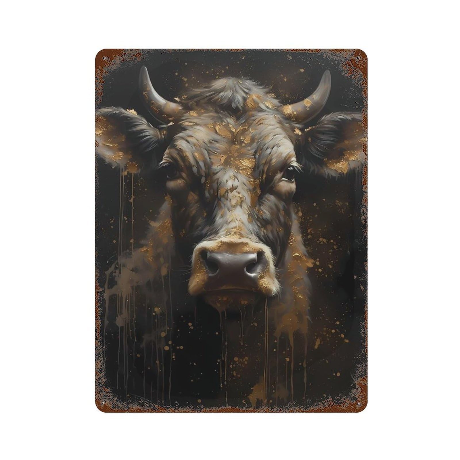 Garage Style Cow Sweet Rusty Metal Tin Sign 15.7"x11.8", Farmhouse Wall Decor for Bar And Workshop