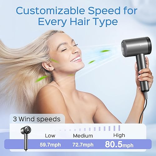 Miniatura 7 de Secador de Pelo Jolitoi con Difusor - Secador de Alta Velocidad Iónico Profesional con Motor de 110,000 RPM para Secado Rápido, Secador de Bajo