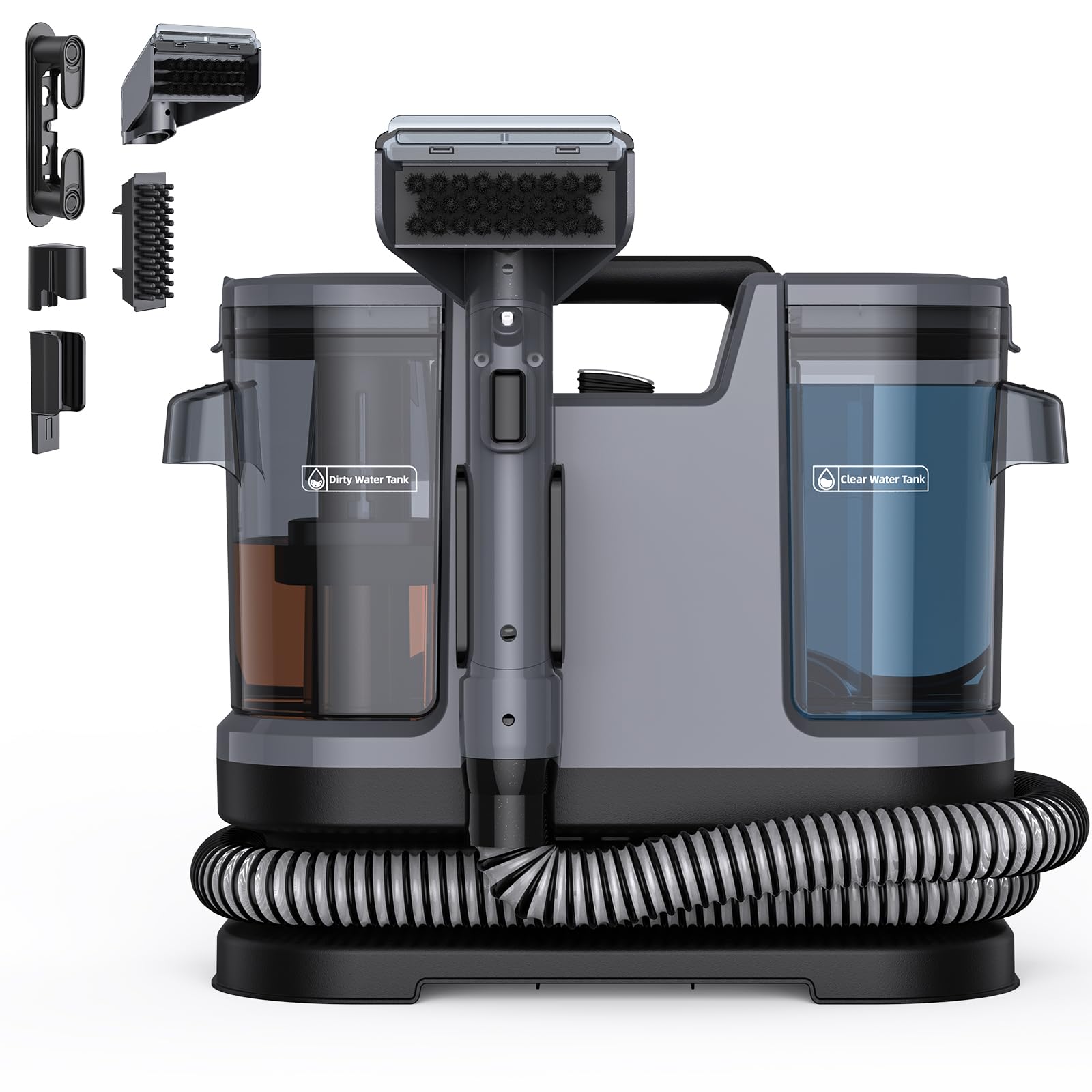 Lubluelu Nasssauger Polsterreiniger Gerät, 600 W - 15 kPa Teppichreiniger Waschsauger, tragbares Teppich-Reinigungsgerät mit Selbstreinigung und langem Schlauch für Sofas, Teppiche & Auto-Innenräume