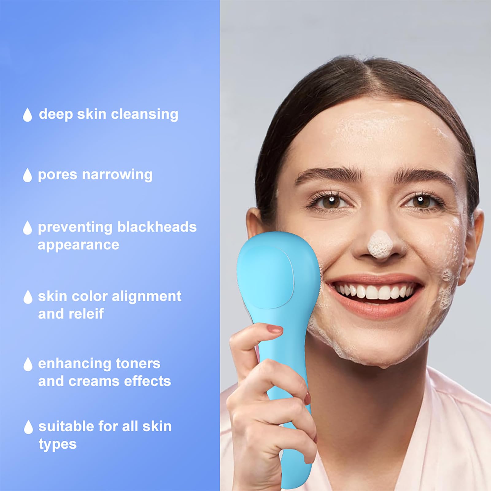 ERICAT Depurador Facial De Silicona, Cepillo De Limpieza Facial con Luz Indicadora, Motor De Alta Frecuencia Y 5 Modos De Limpieza, Exfoliación Potente, para Uso En El Hogar, La Oficina O Los Viajes