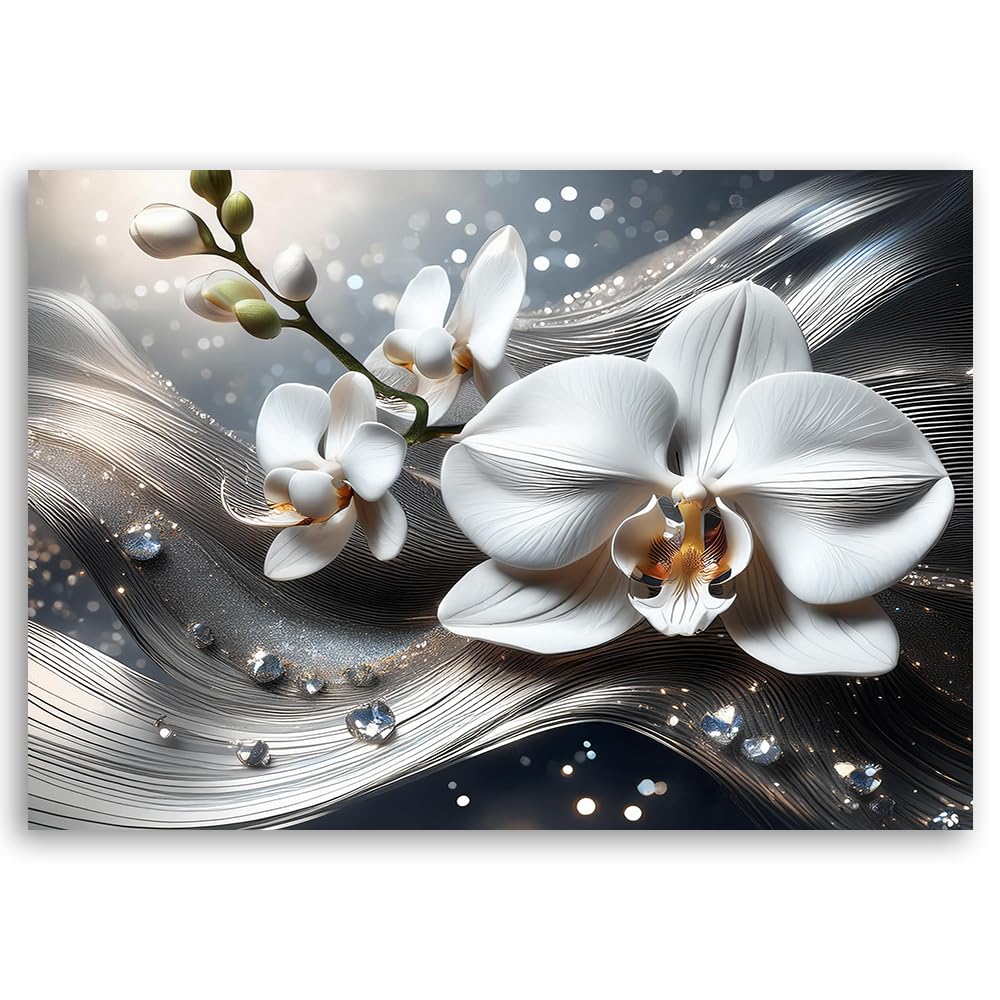 Feeby Impresión en Material Tejido no Tejido - cuadros decoracion salon modernos - cuadro lienzo - 120x80 cm - lienzo grande - Abstracción 3D Orquídea- cuadros decoracion salon