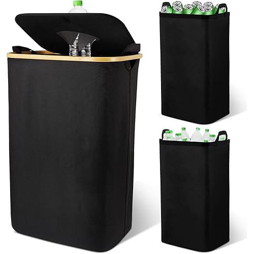 Recycle Bins for Kitchen, 26 Gallon Indoor Large Recycling Bin and 2 Removeable Reusable Inner Bag Collecting Bottle Can Waste Plastice
