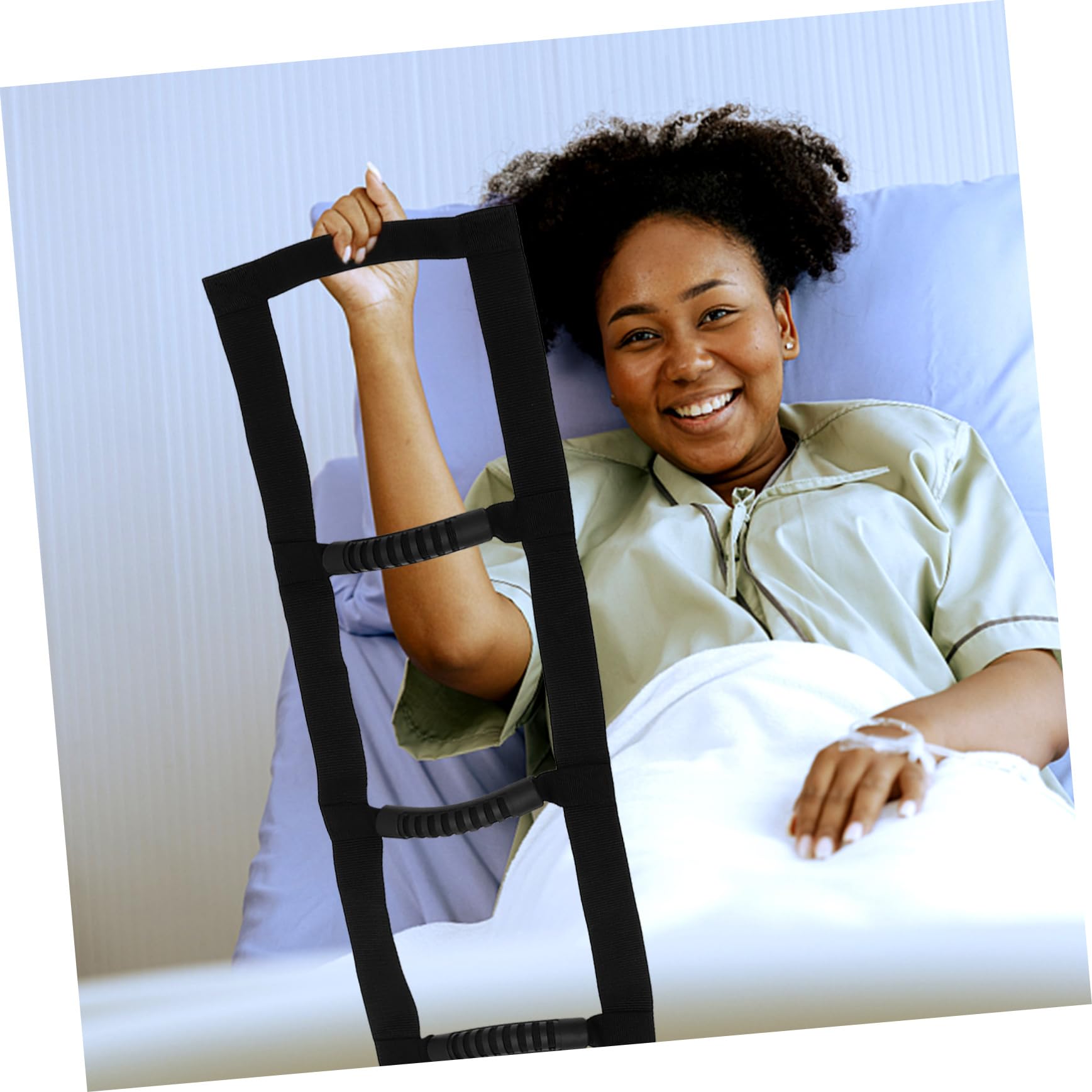PLAFOPE Elderly Bed Ladder Assist Handle for Pregnancy Safety Belt Stair Strap for Seniors Bed Support Five Hand Grips for up