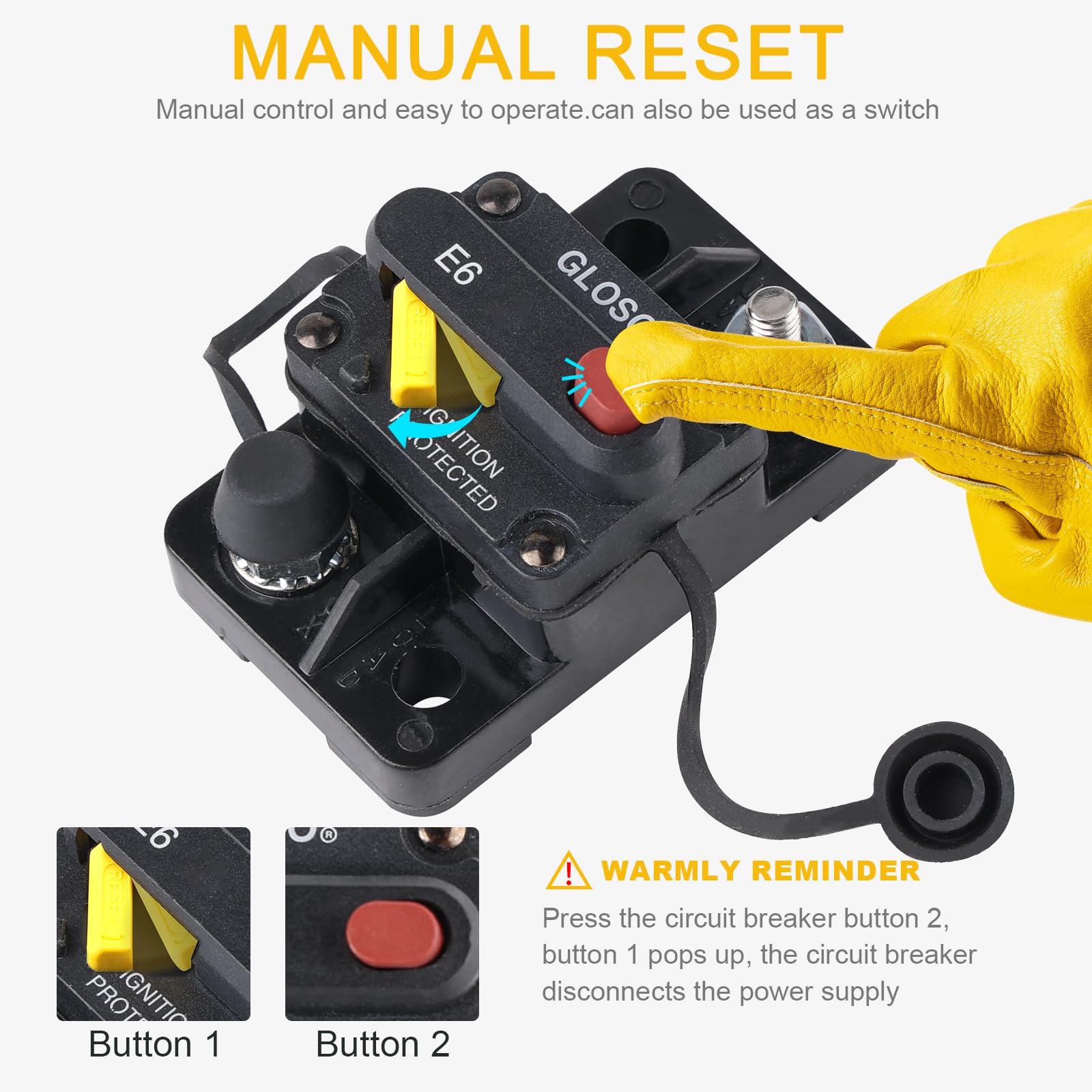 GLOSO Interruttore automatico automatico reset interruttore automatico impermeabile barca batteria auto camion 20 amp E69
