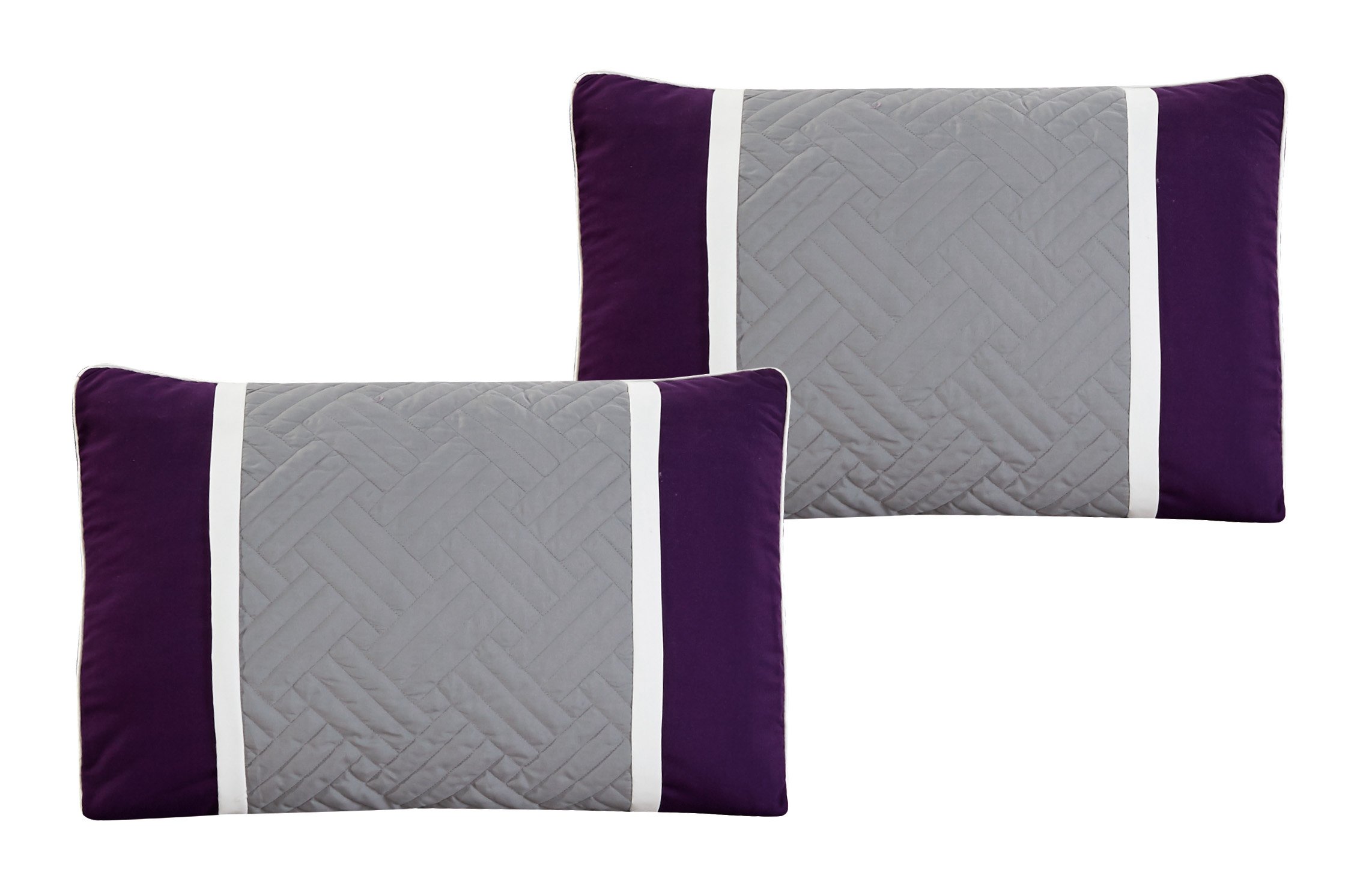 All American Collection New 7 Piece Embroidered Over-sized Luxury Comforter Set (King, Purple/Grey)