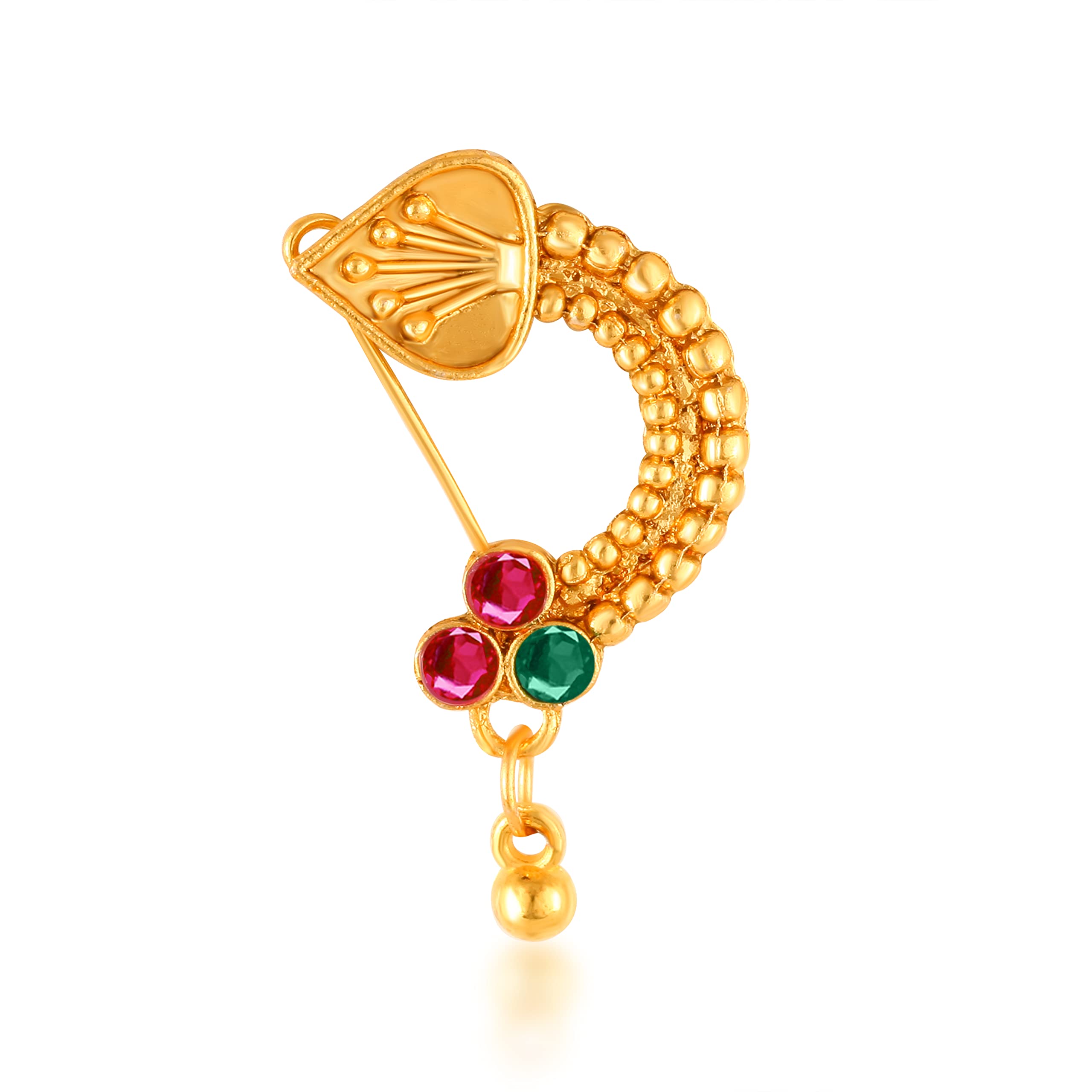 Vighnaharta Gold Plated Alloy and CZ stone Non Piercing Maharashtrian Nath Nathiya./ Nose Pin valentine day gift valentineday gift for her gift for him gift for women gift for women {VFJ1116NTH-Press }-image-32