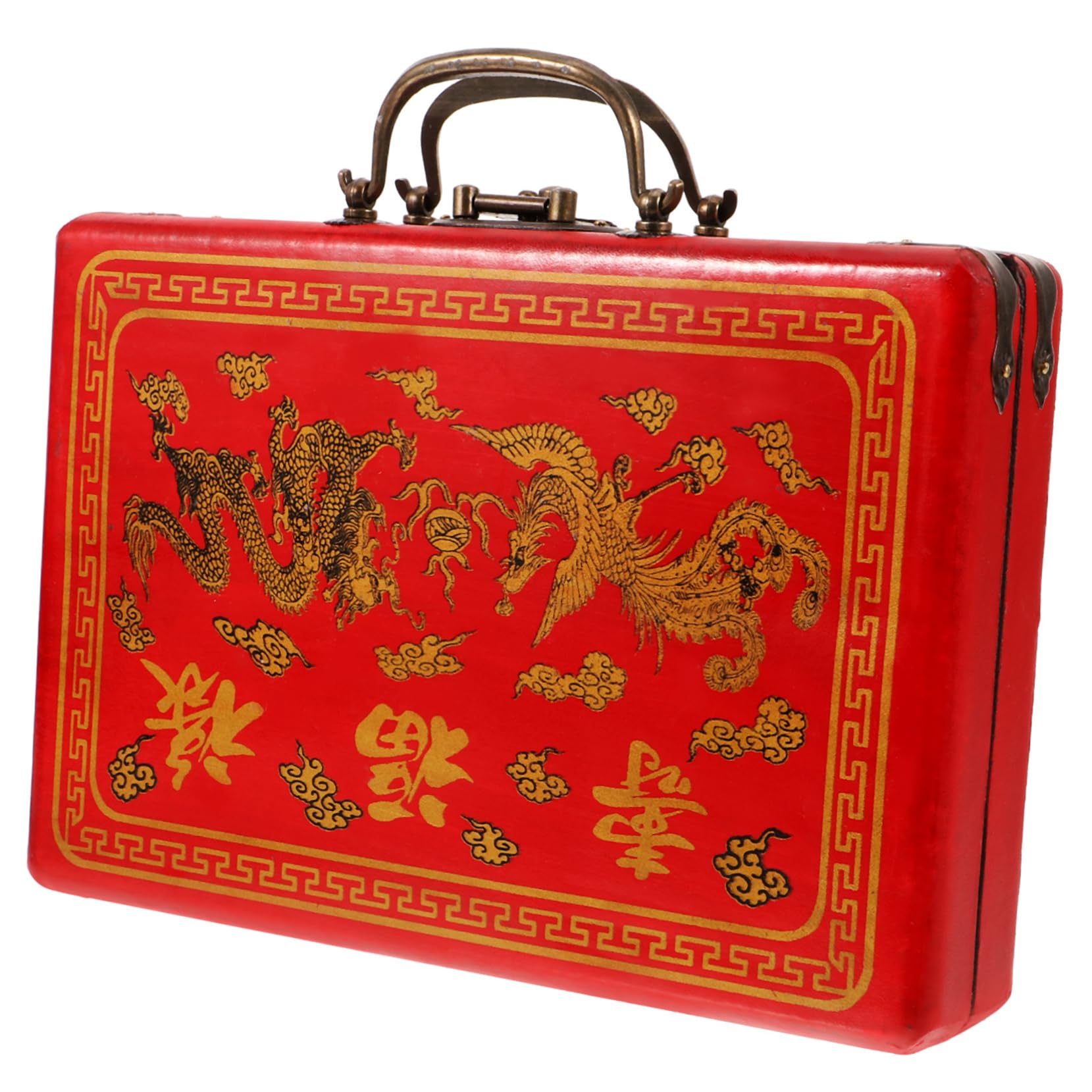 Boîte de Mahjong en Bois Rouge Gatuida - Coffret de Rangement Rectangulaire