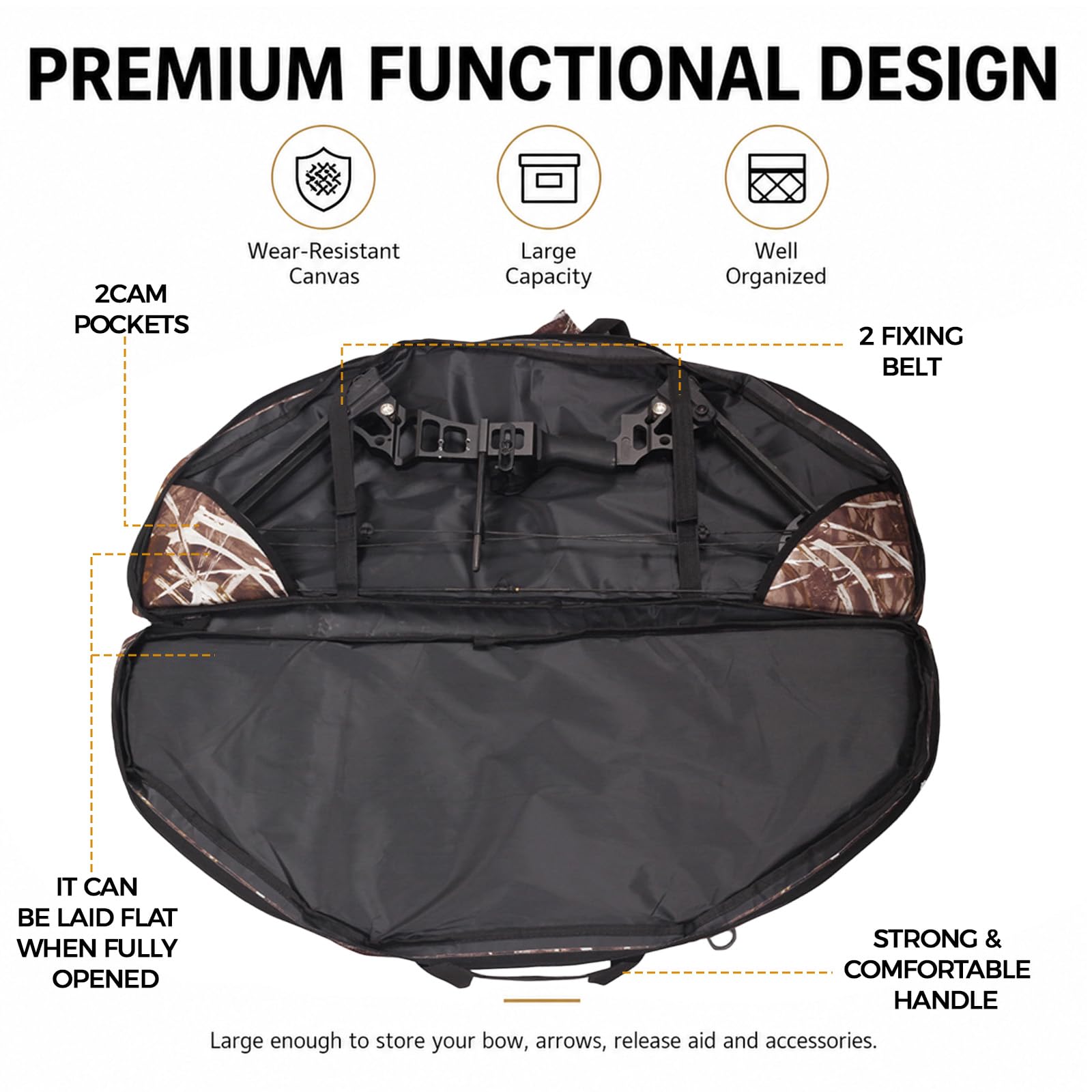Zaino con arco composto da tiro con l'arco, tasche multiple, borsone portatile, grande capacità, resistente, custodia per arco per caccia, allenamento all'aperto