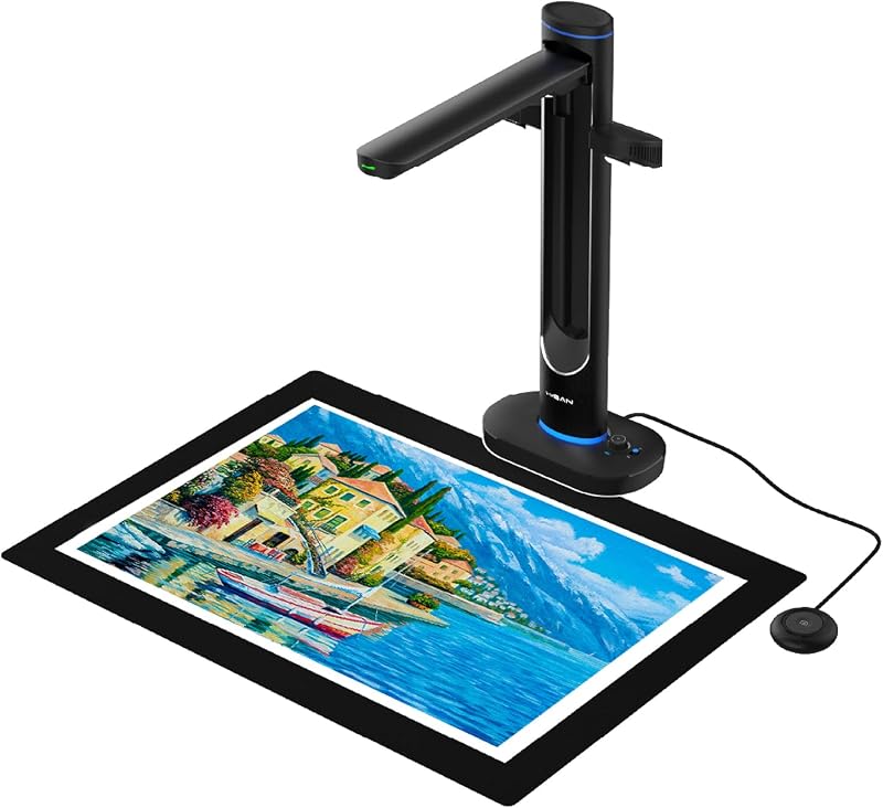 VIISAN S48 Duo Overhead Book Scanner - A2/A3 Large Format, Dual 48MP, 600 DPI with OCR & Text-to-Speech for Archiving and Distance Education