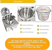 Vista 5 de Freidora a presión comercial de 16L, freidora eléctrica inteligente con 5 preajustes, tubo de calefacción exterior para aceite más saludable