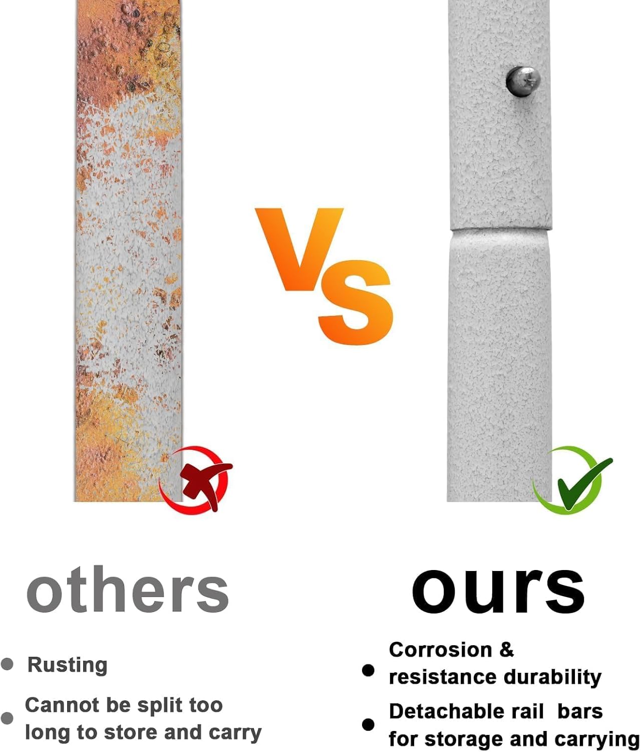 Eurmax USA Universal 8ft Rail Bars for Pop-Up Canopy Tents,Set of 2 Tent Half Wall Hardware with Frame Connectors,Durable Canopy Accessories, Rail Bars Only