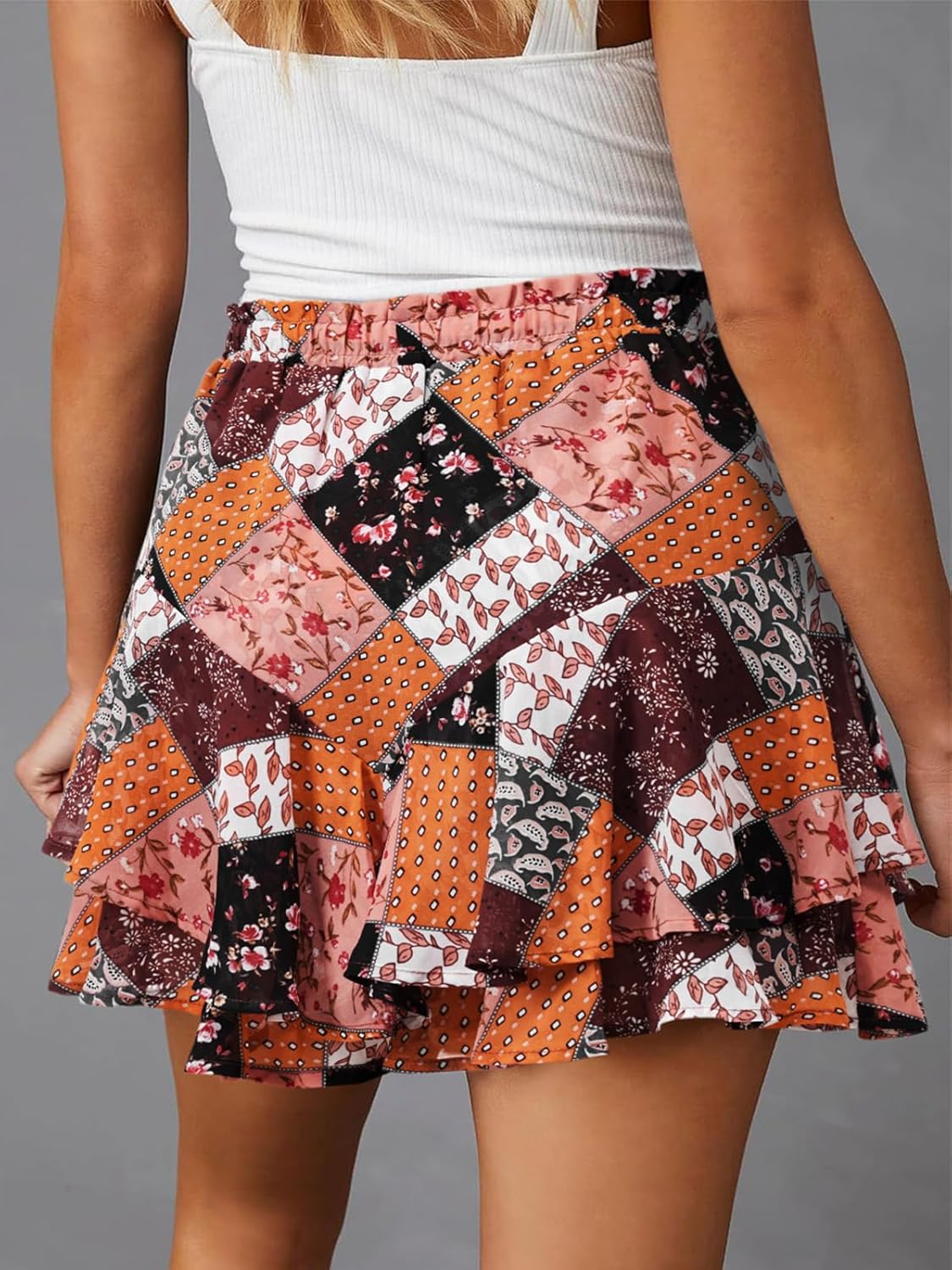 Flowy Shorts for Women Casual Cute Floral Skorts Chiffon Ruffle Tennis Mini Skirts Butterfly Summer Boho Shorts - Image 2