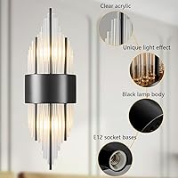 Vista 6 de Moderno aplique de pared negro con 2 luces para dormitorio, pasillo, baño, tocador, dormitorio, espejo, sala de estar, entrada, pasillo