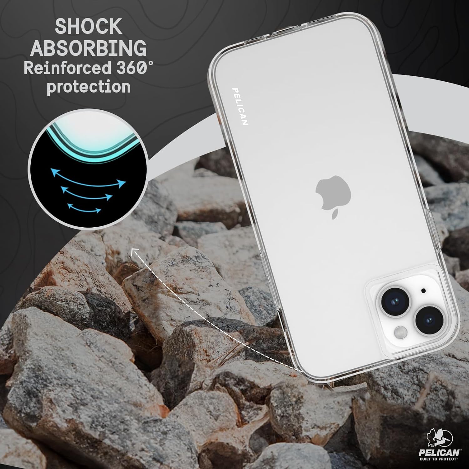 Pelican Ranger Series - iPhone 15 Plus Case 6.7" [Wireless Charging Compatible] [Anti-Yellow] Protective Phone Case with Anti-Scratch Tech [12ft MIL-Grade Drop Protection] 15 Plus Cover - Clear