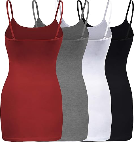 Miniatura 2 de ShezPretty - Camiseta sin mangas básica para mujer con tirantes tipo espagueti ajustables, 4 unidades