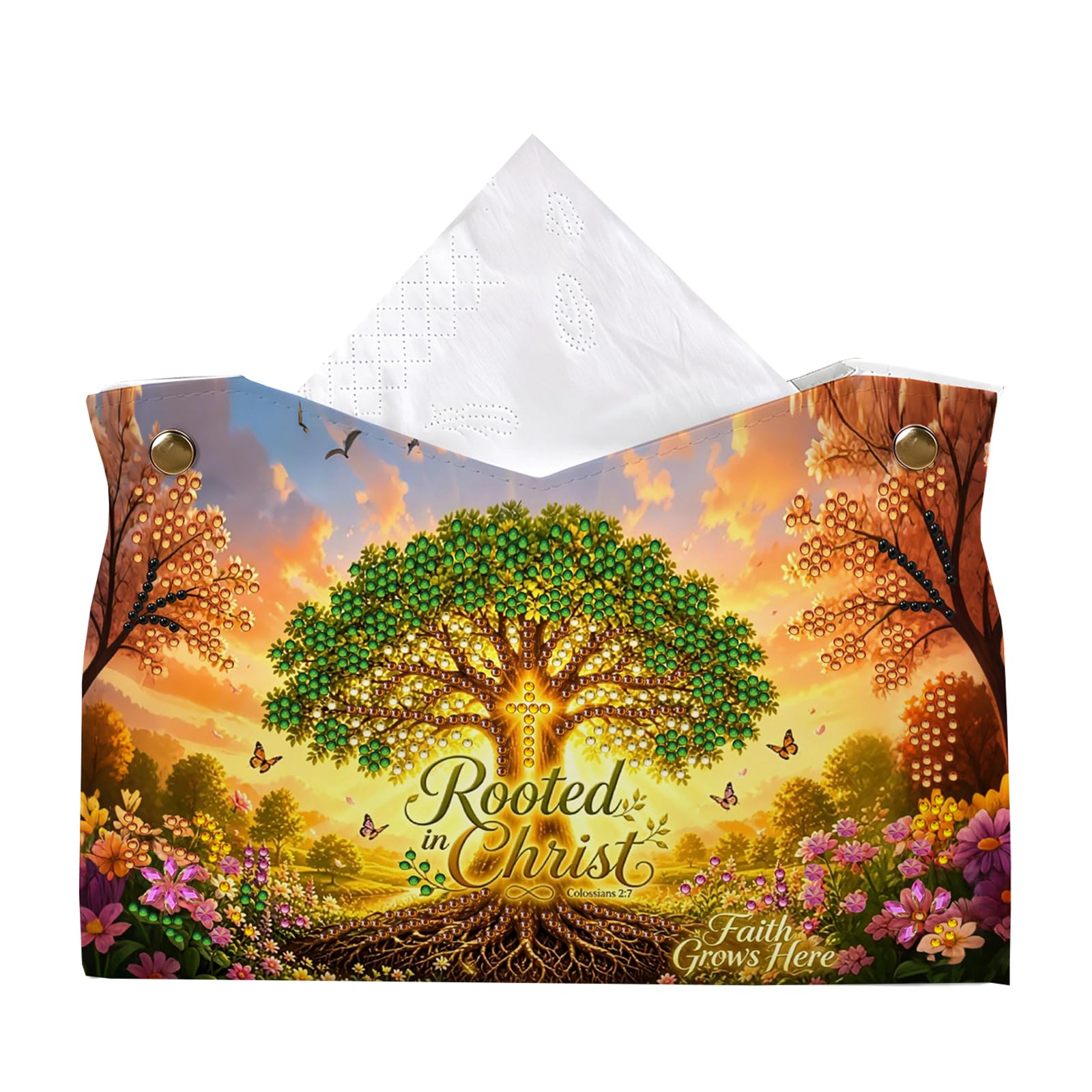 POETRYDRAW Rooted in Christ DIY Diamond Art Tissue Box for Adults