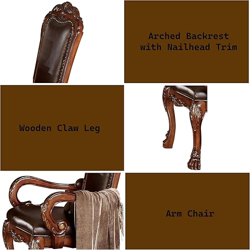 Miniatura 5 de ACME Dresden - Sillón de brazo juego de 2 - PU y roble cerezo