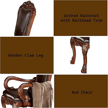ACME Dresden Arm Chair (Set-2) - PU & Cherry Oak