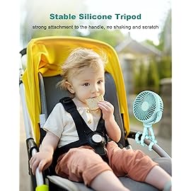 Coohea Stroller Fan Clip on for Baby, 4000mAh Rechargeable Battery Operated, Flexible Tripod, 3 Wind Speed, 360 Rotatable, Small Cooling Portable Fan for Car Seat Crib Bike Travel Beach, Blue