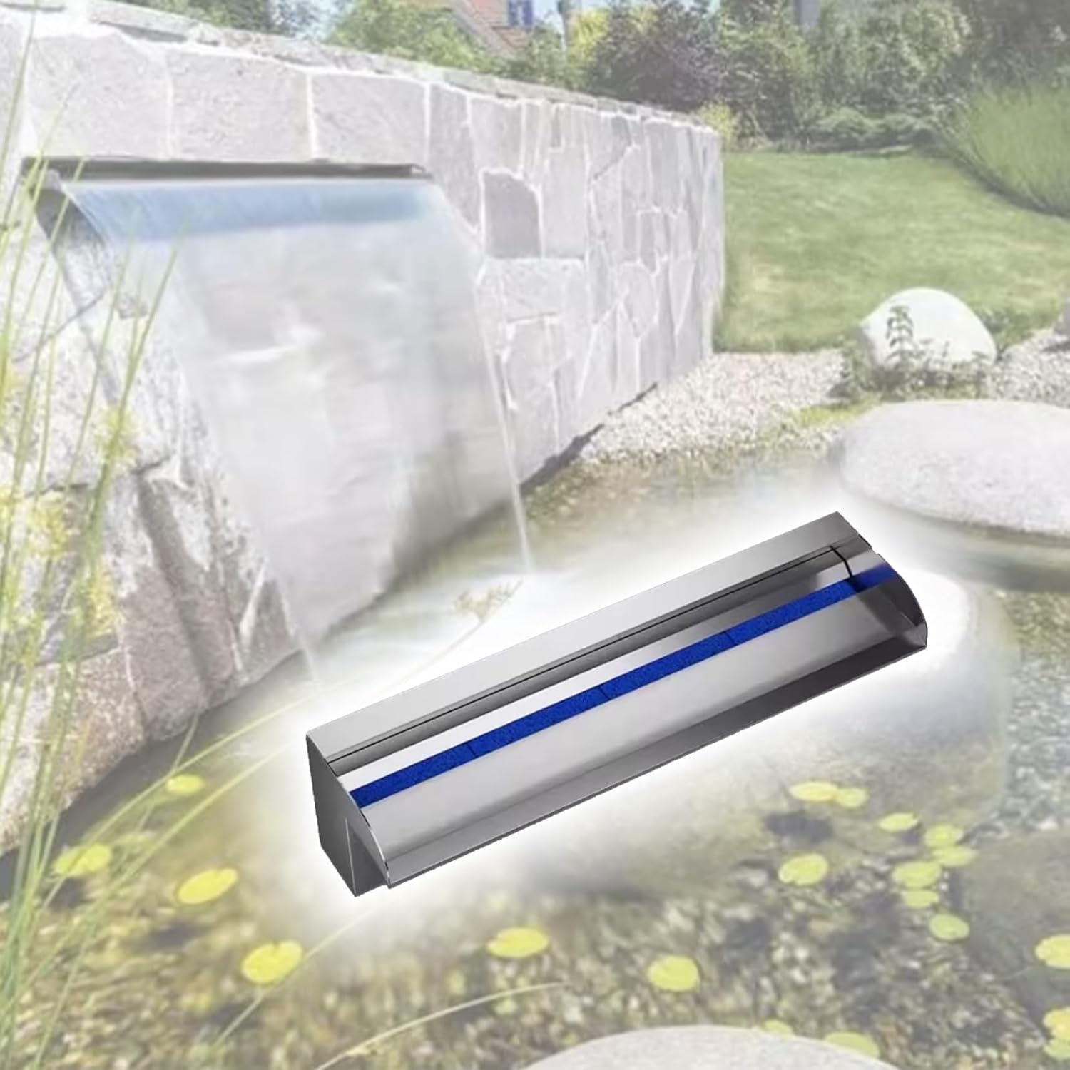 Waterfall Spillway Garden Water Feature Spillways, Wider Water Flow Platform For Larger Ponds With PVC Connector, Koi Pond/Indoor/Outdoor Decorative - Customizable(180cm/71in)