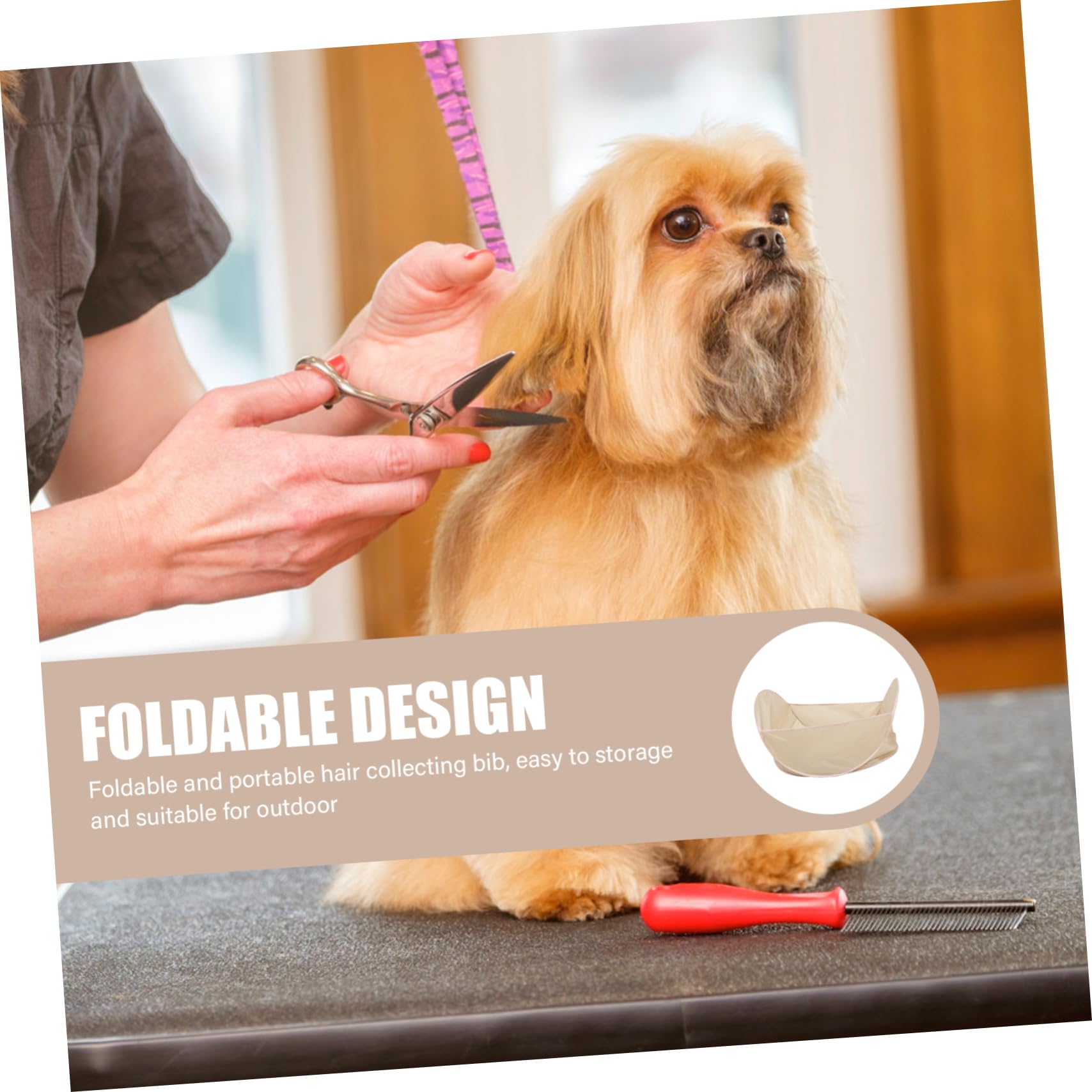 VERDANVERSE Pet Hair Storage Bib Portable Haircut Bib for Dogs Cats Capacity Grooming Tool for Home Pet Shearing Convenient Hair Collection Holder