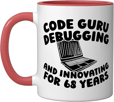 68th Birthday Programmer Coding Software Coder 68 Years Old Ceramic Mug, Red/White