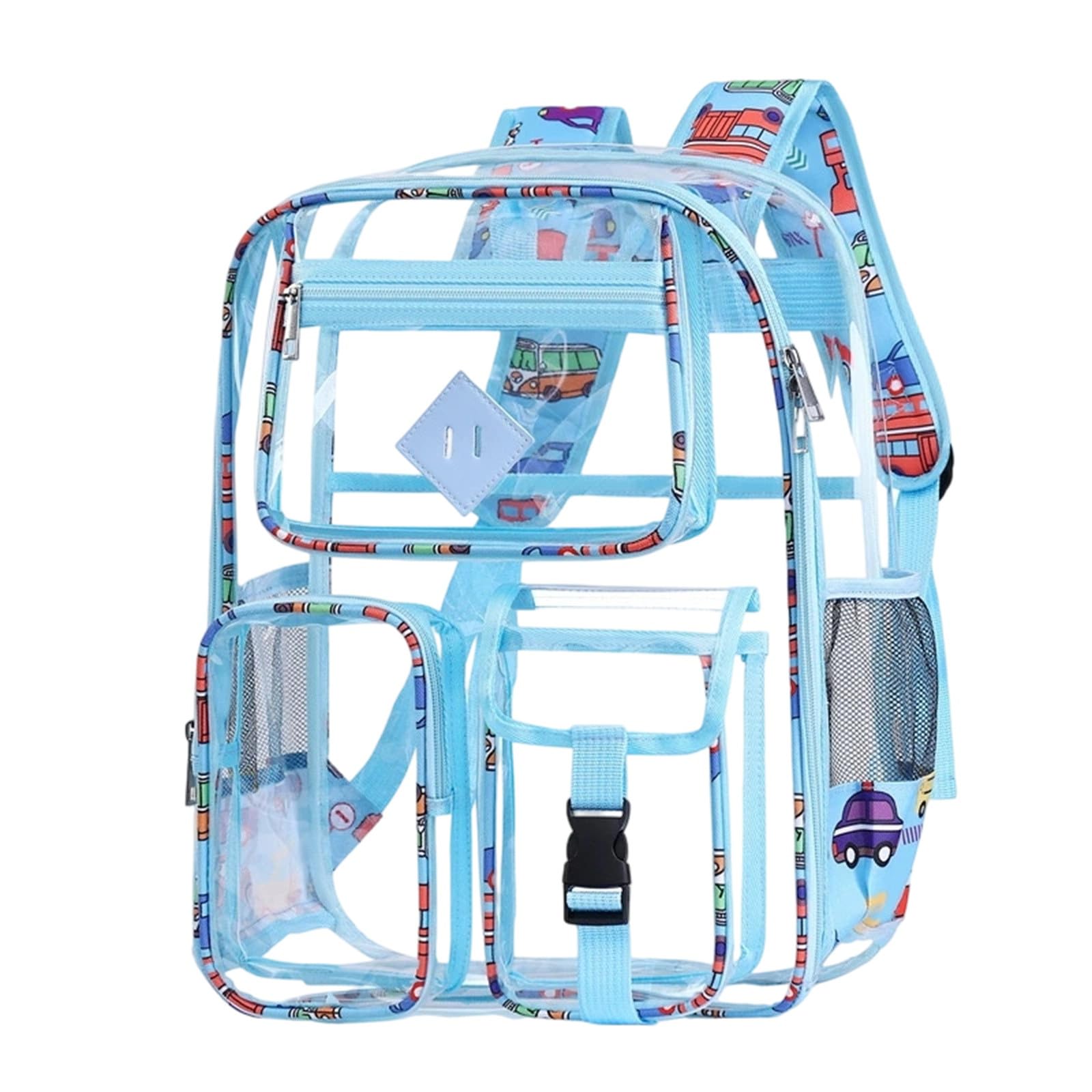 Generisch Zaino trasparente per bambini di grande capacità per la scuola, durevole, grande capacità, design trasparente, robusto e durevole, ideale per l'uso quotidiano scolastico, Azzurro, Taglia