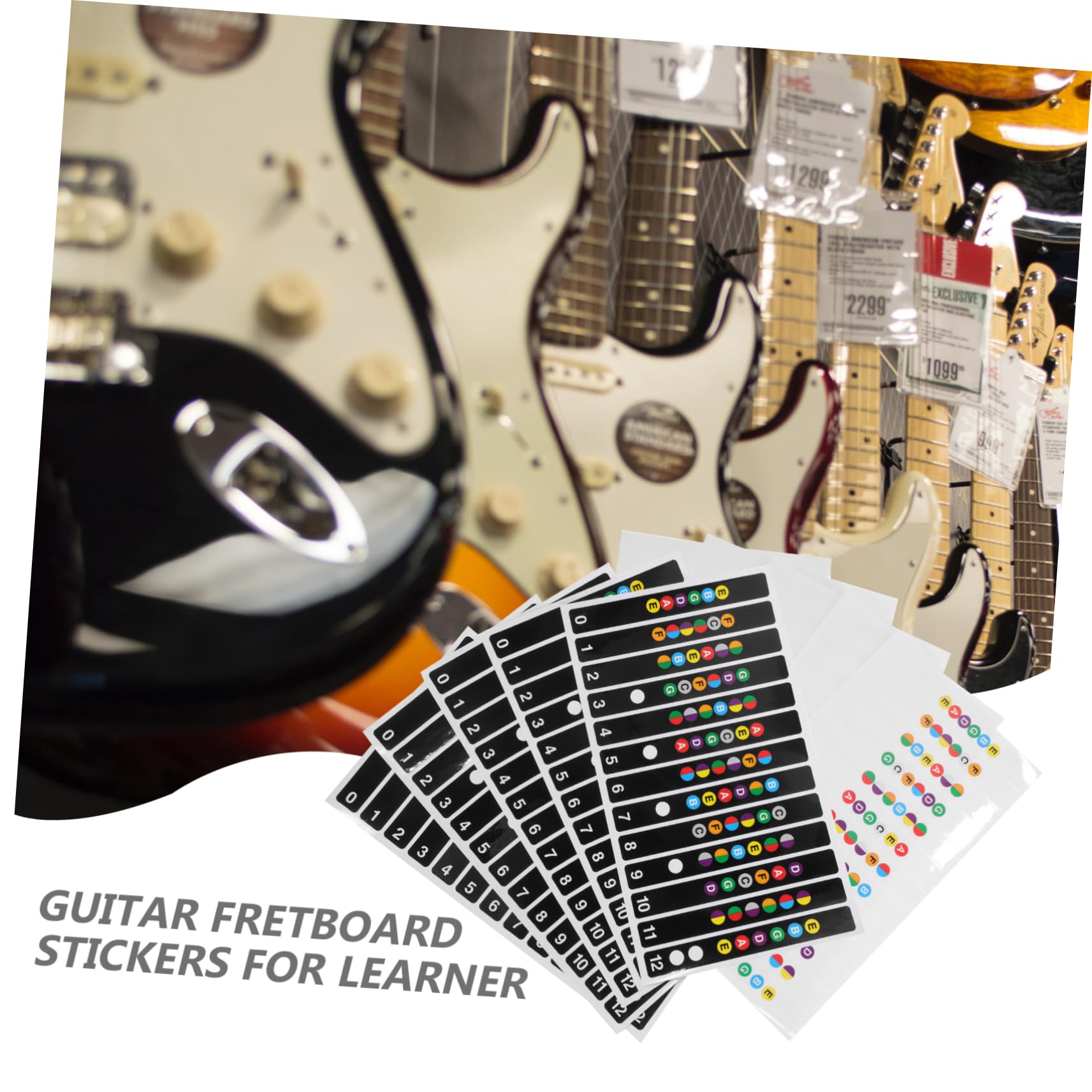 ifundom 50pezzi Adesivi Per Note Della Chitarra Elettrica Stickers Per Tastiera Per Principianti Facili Da Applicare e Rimuovere Colori Vivaci e Chiari Per Apprendimento Veloce