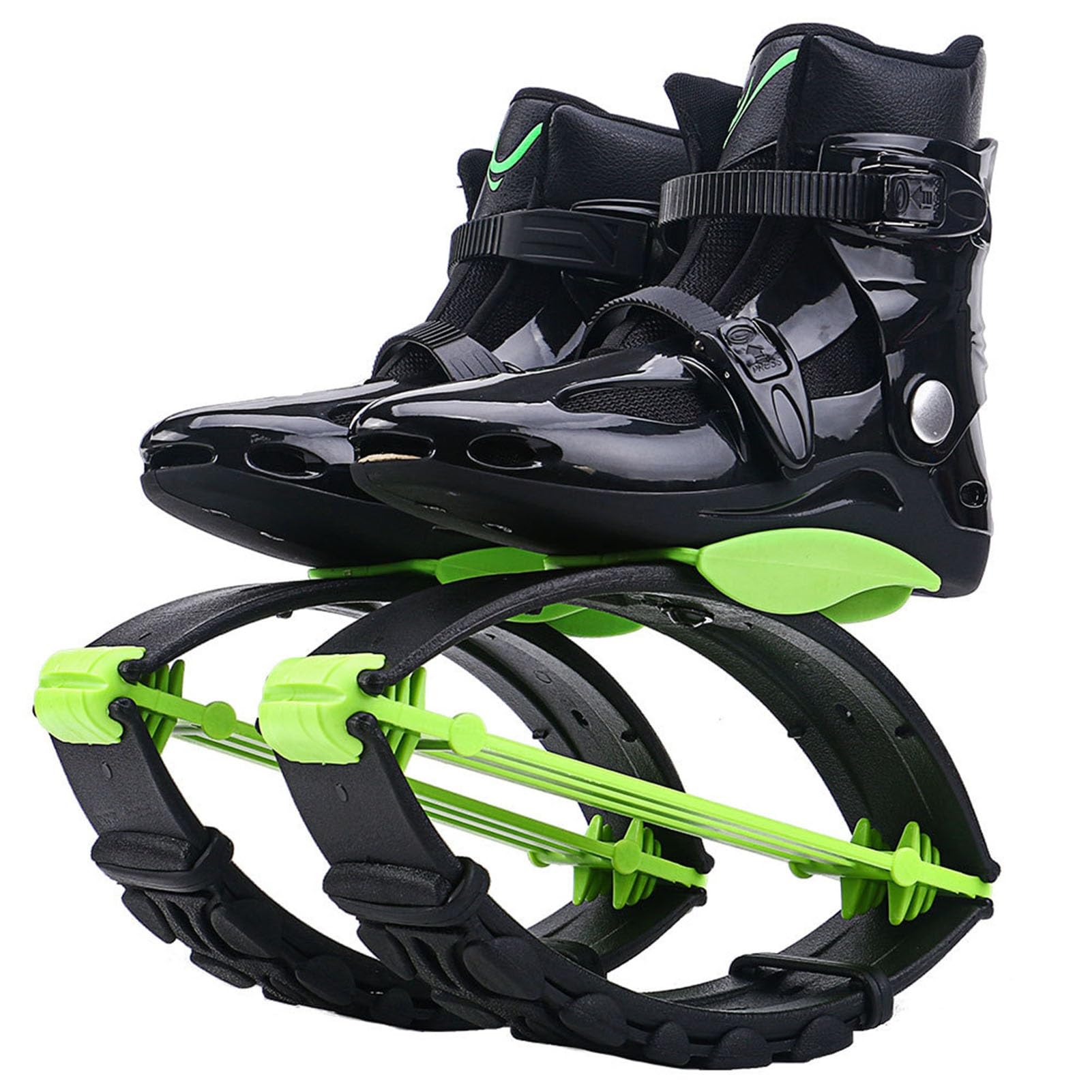 Jumps Botas Zapatos Botas de Rebote para Fitness Negras y Verdes, Zapatillas Deportivas Unisex Moon, con Capacidad de Carga de 30 a 110 kg