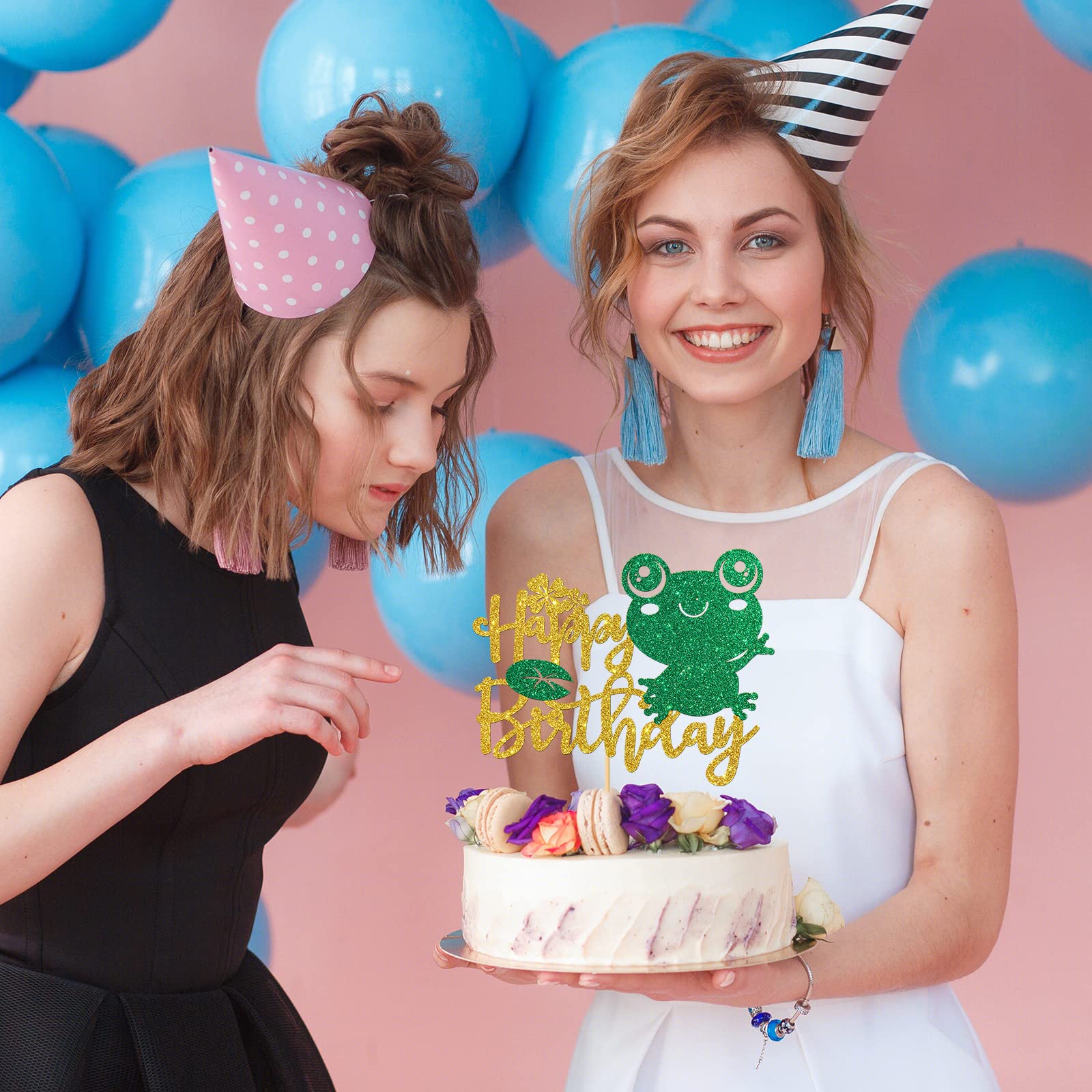 MonMon & Craft Frosch Tortenaufsatz „Happy Birthday“ – Gold Glitter, Für 1. Geburtstag & Babyparty