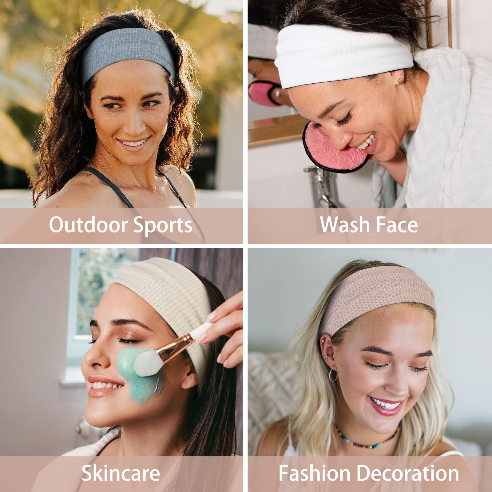 Diademas anchas antideslizantes para mujer, suaves, elásticas, gruesas, para entrenamiento, yoga, accesorios para el cabello, paquete de 6